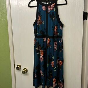 Torrid high neck teal floral dress